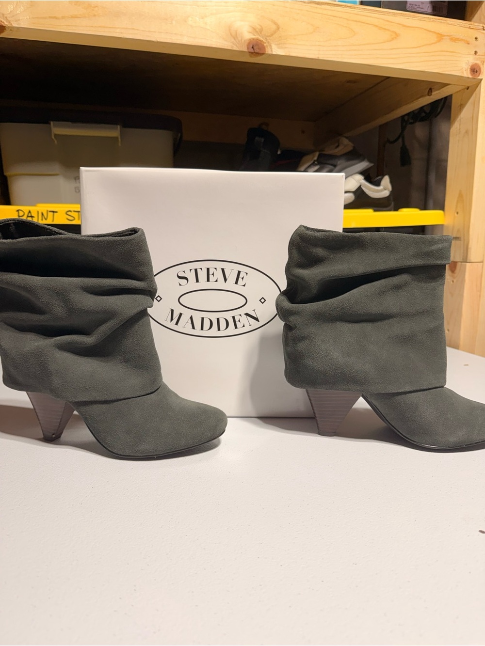 Steve Madden Gray Slouchy Suede Ankle Booties